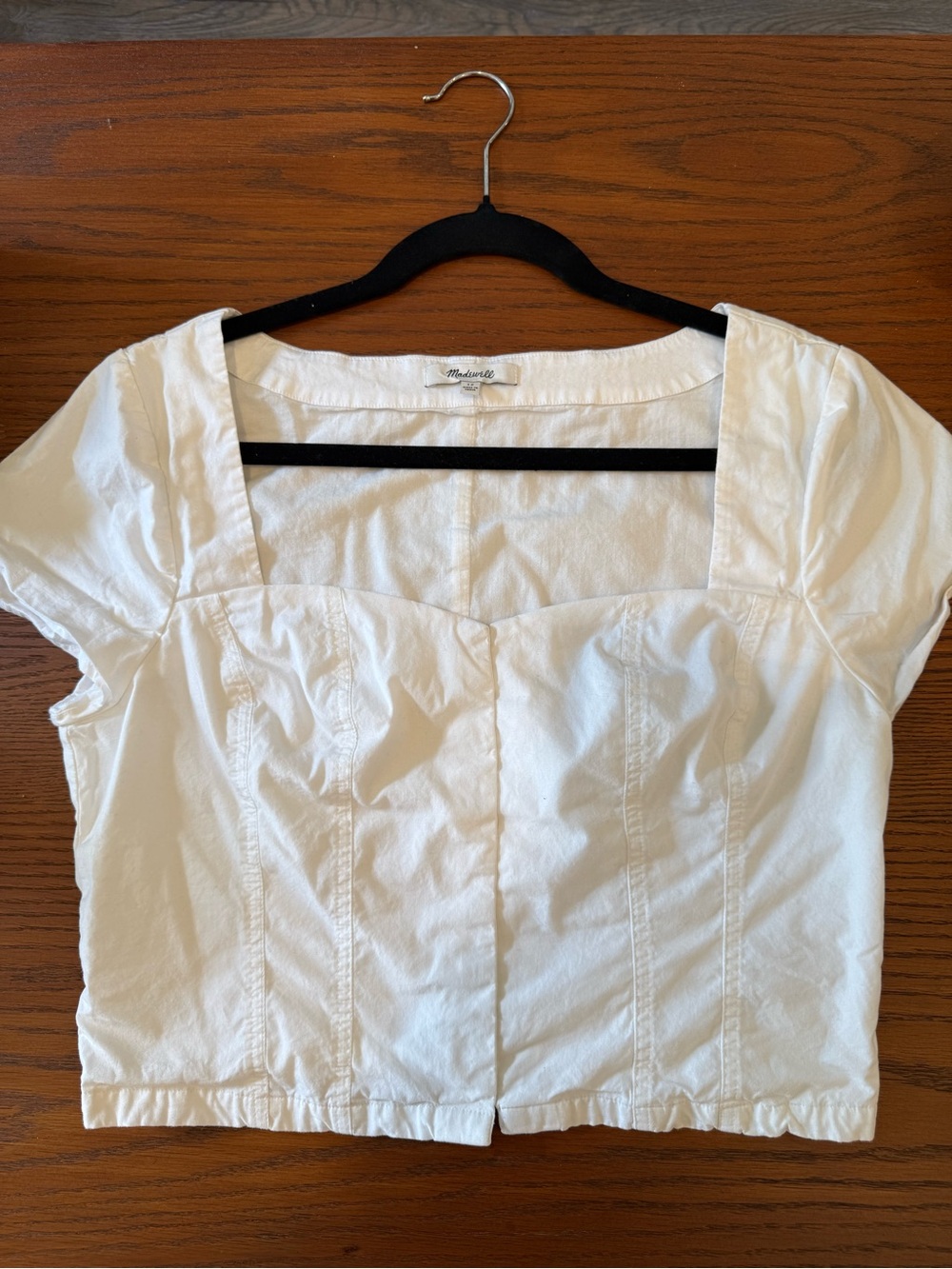 Madewell White Square-Neck Cotton Short-Sleeve Top